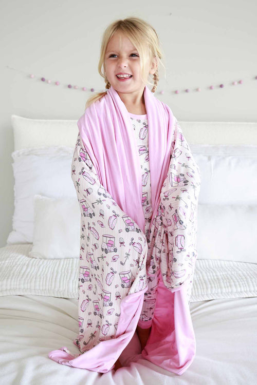 Double Sided Bamboo Blanket | Caddie Crew Pink