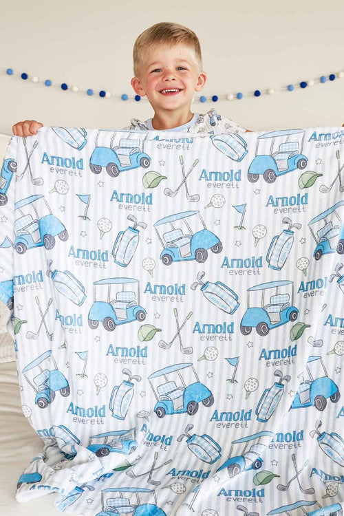 Personalized Kids Blanket | Caddie Crew Blue