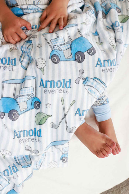 Personalized Kids Blanket | Caddie Crew Blue