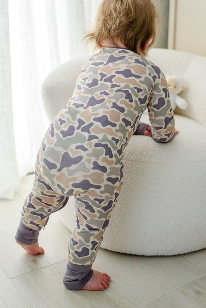 Convertible Bamboo Zip Romper | Camo Cutie