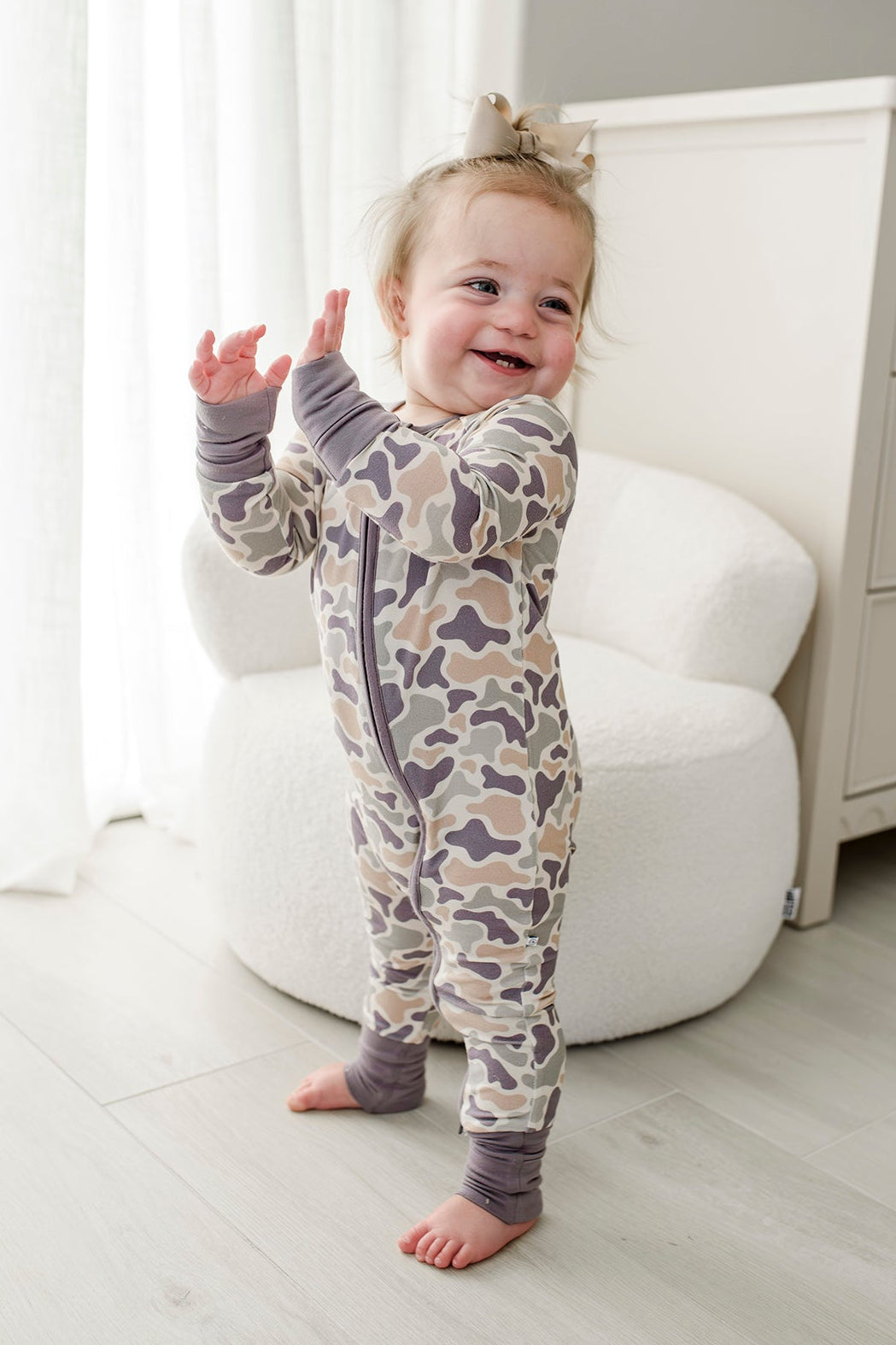 Convertible Bamboo Zip Romper | Camo Cutie