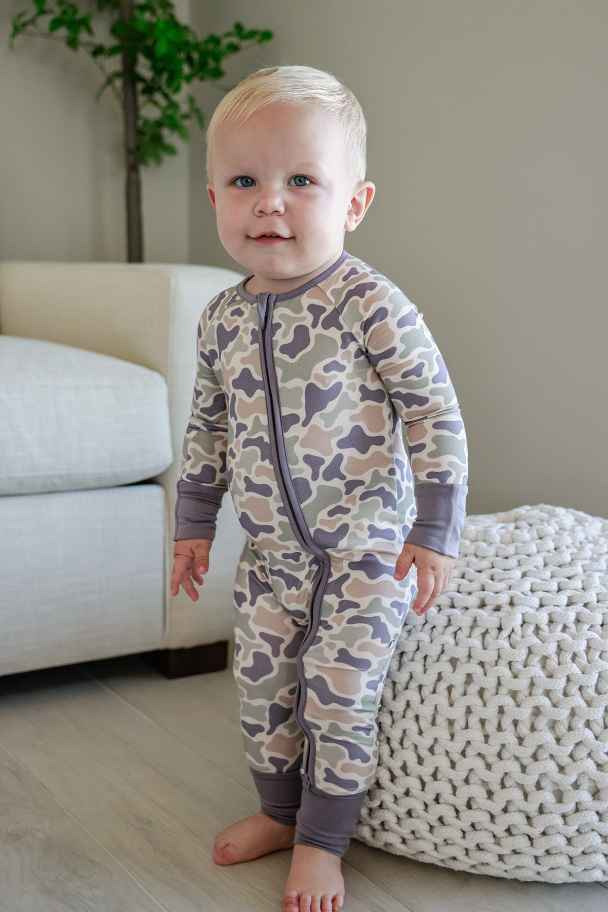 Convertible Bamboo Zip Romper | Camo Cutie