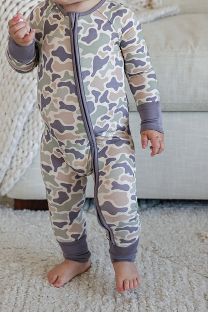 Convertible Bamboo Zip Romper | Camo Cutie