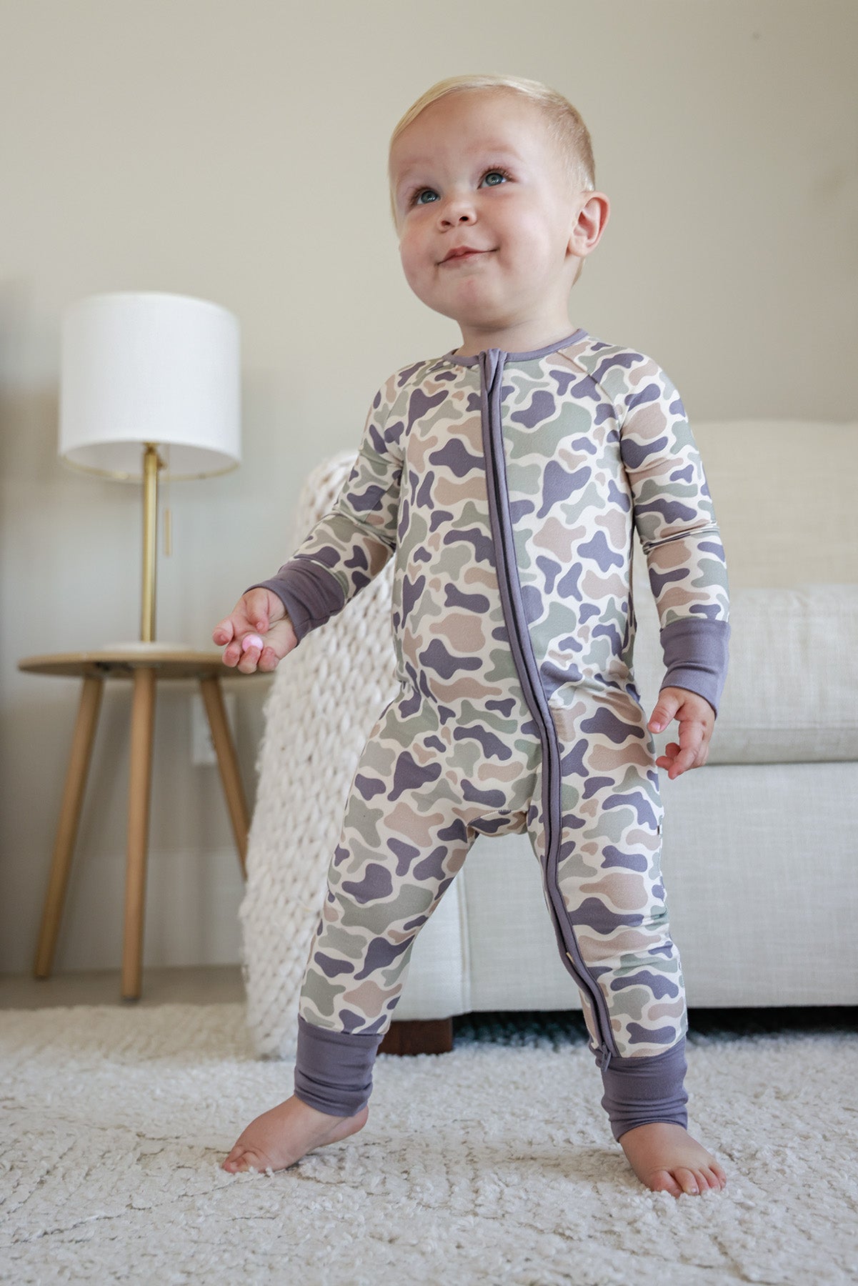 Convertible Bamboo Zip Romper | Camo Cutie