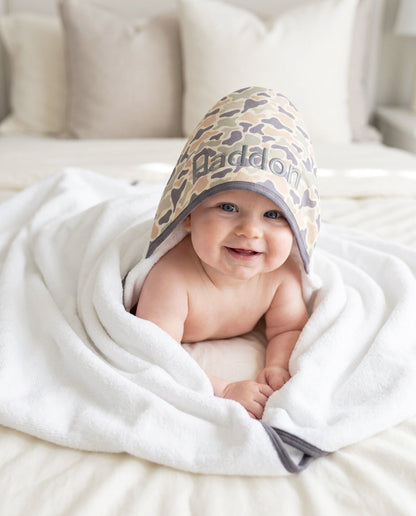 Embroidered Bamboo Hooded Towel | Camo Cutie
