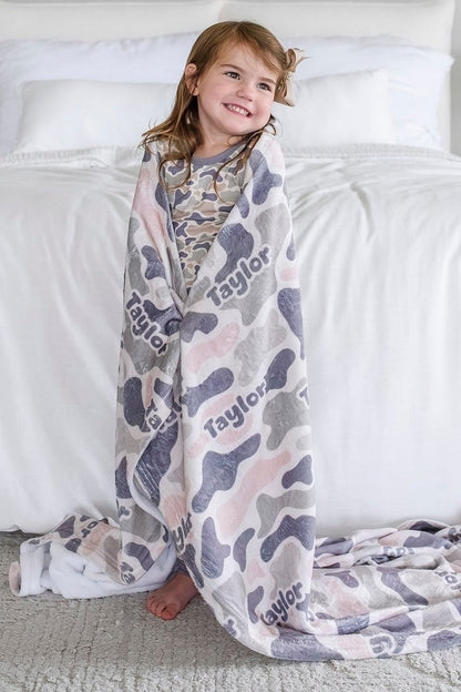 Personalized Kids Blanket | Camo Cutie