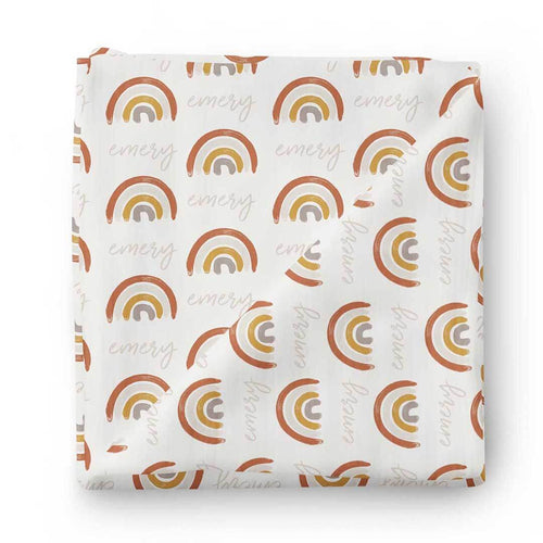 Cannon's Earthy Rainbow Personalized Swaddle Blanket