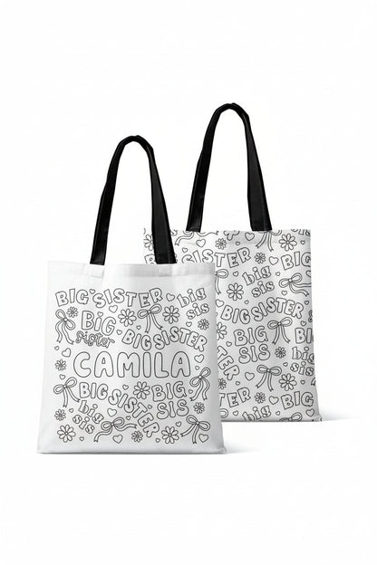 Colorable Personalized Tote Bags | Big Sis