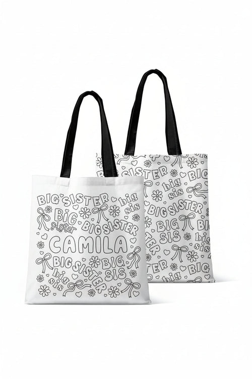 Colorable Personalized Tote Bags | Big Sis