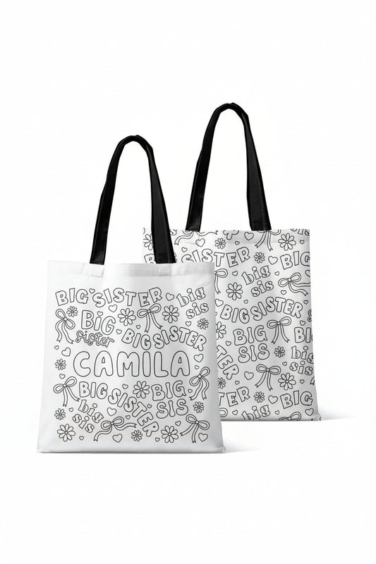 Colorable Personalized Tote Bags | Big Sis