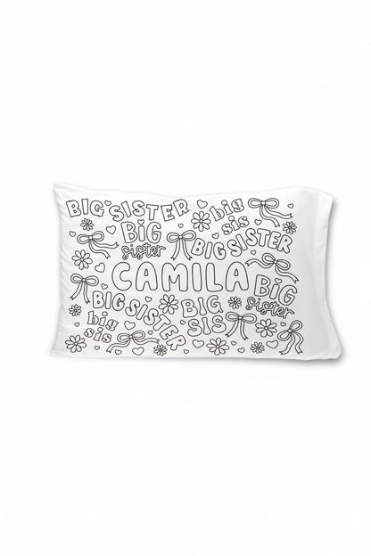 Colorable Personalized Pillow Case | Big Sis