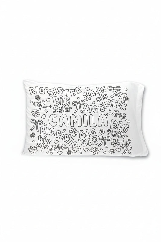 Colorable Personalized Pillow Case | Big Sis