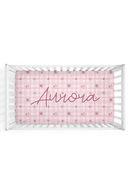 Personalized Crib Sheet | Primrose Plaid