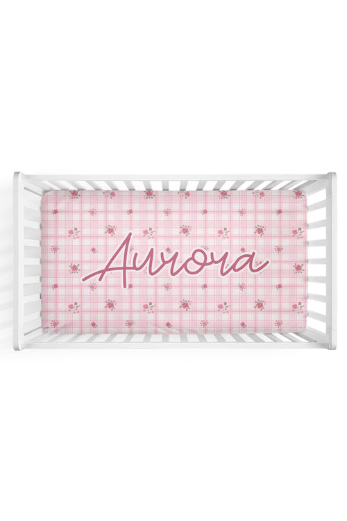 Personalized Crib Sheet | Primrose Plaid