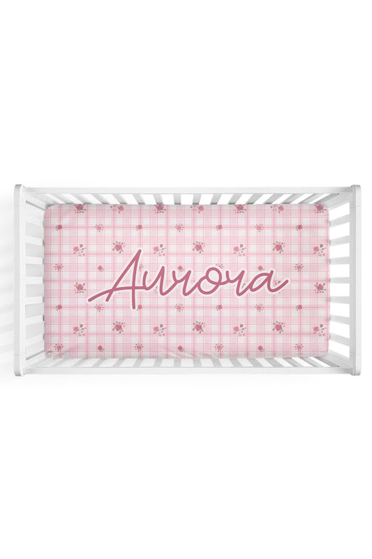 Personalized Crib Sheet | Primrose Plaid
