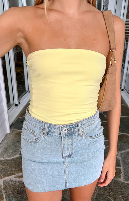 Siletto Star Light Wash Denim Low Rise Mini Skirt