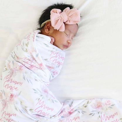 Delaney's Dusty Blush Personalized Baby Name Swaddle Blanket