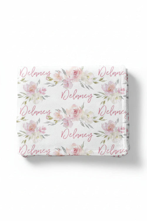 Delaney Dusty Blush Floral Personalized Toddler Blanket