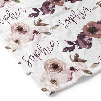 Demi's Dusty Purple Floral Personalized Toddler Blanket
