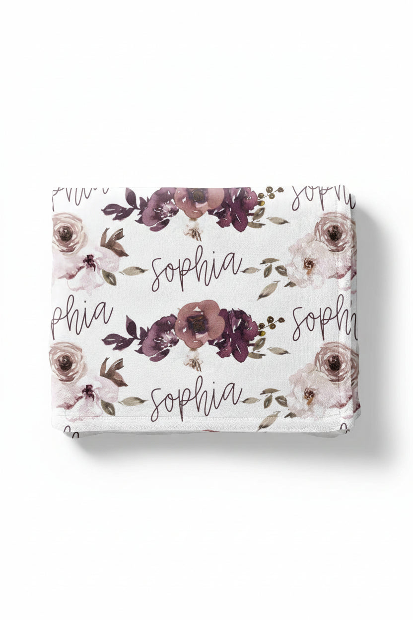 Demi's Dusty Purple Floral Personalized Toddler Blanket
