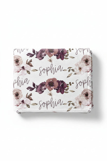Demi's Dusty Purple Floral Personalized Toddler Blanket