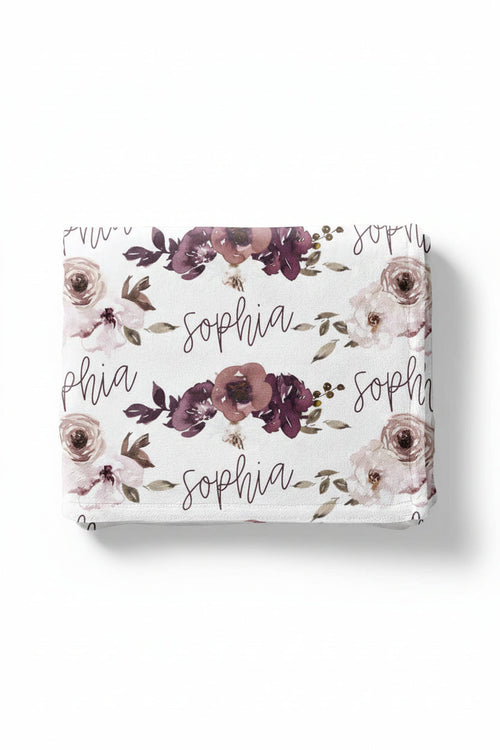 Demi's Dusty Purple Floral Personalized Toddler Blanket