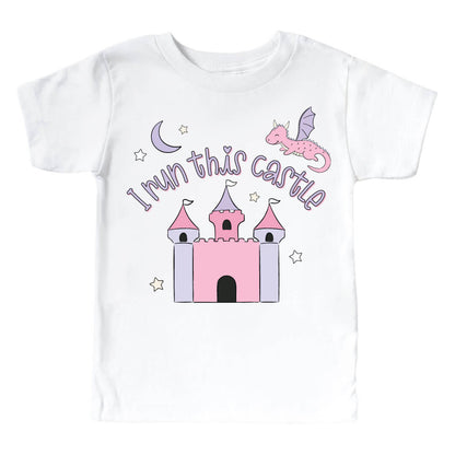 I Run This Castle Pink Graphic Bodysuit & Kids Tee | White