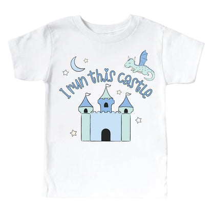 I Run This Castle Blue Graphic Bodysuit & Kids Tee | White