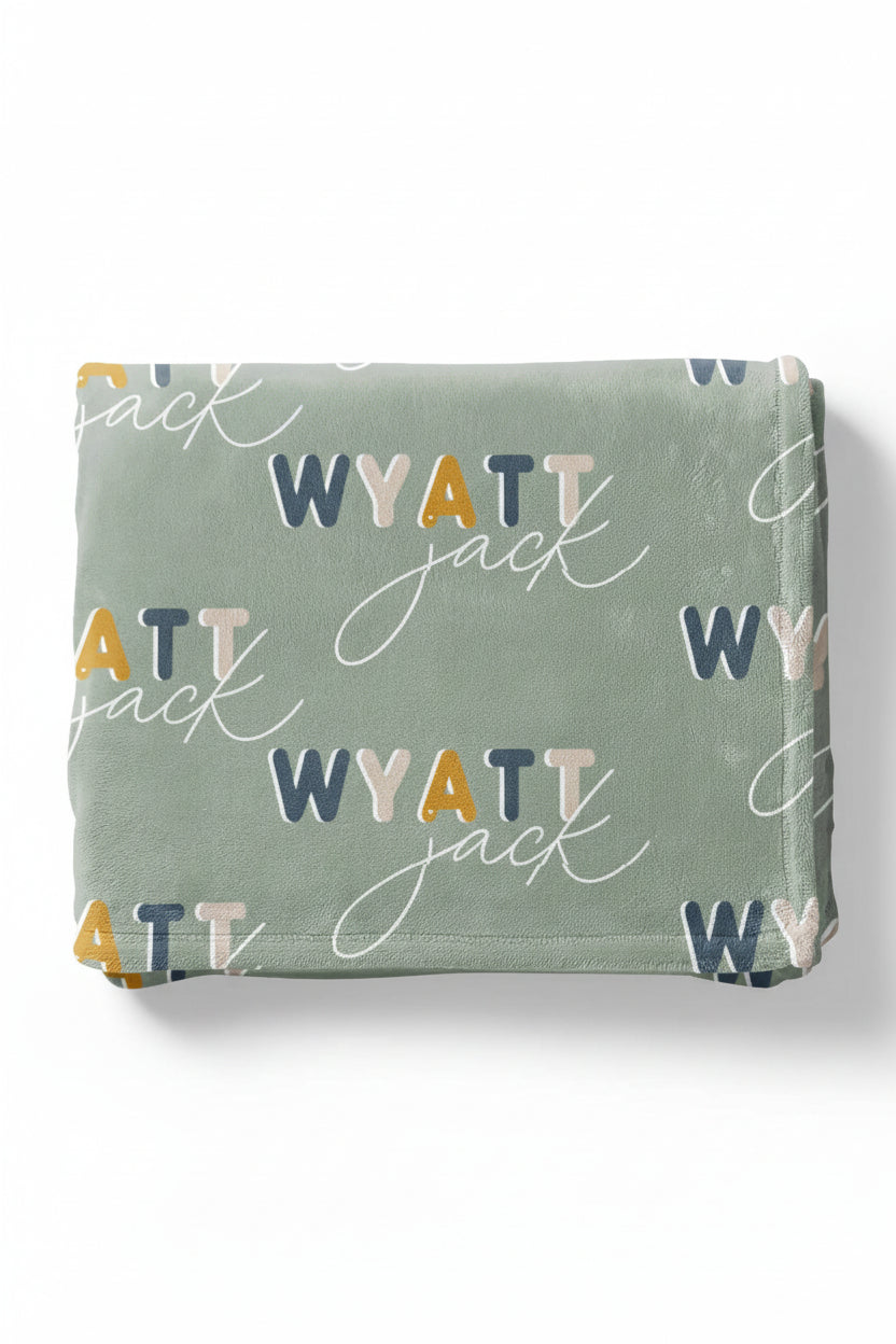 Dusty Moss Retro Personalized Toddler Blanket