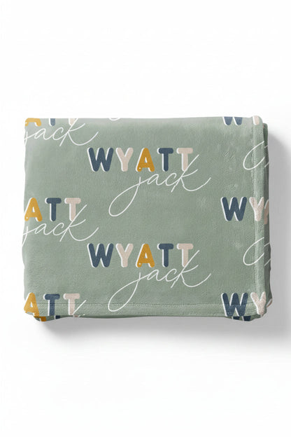 Dusty Moss Retro Personalized Toddler Blanket
