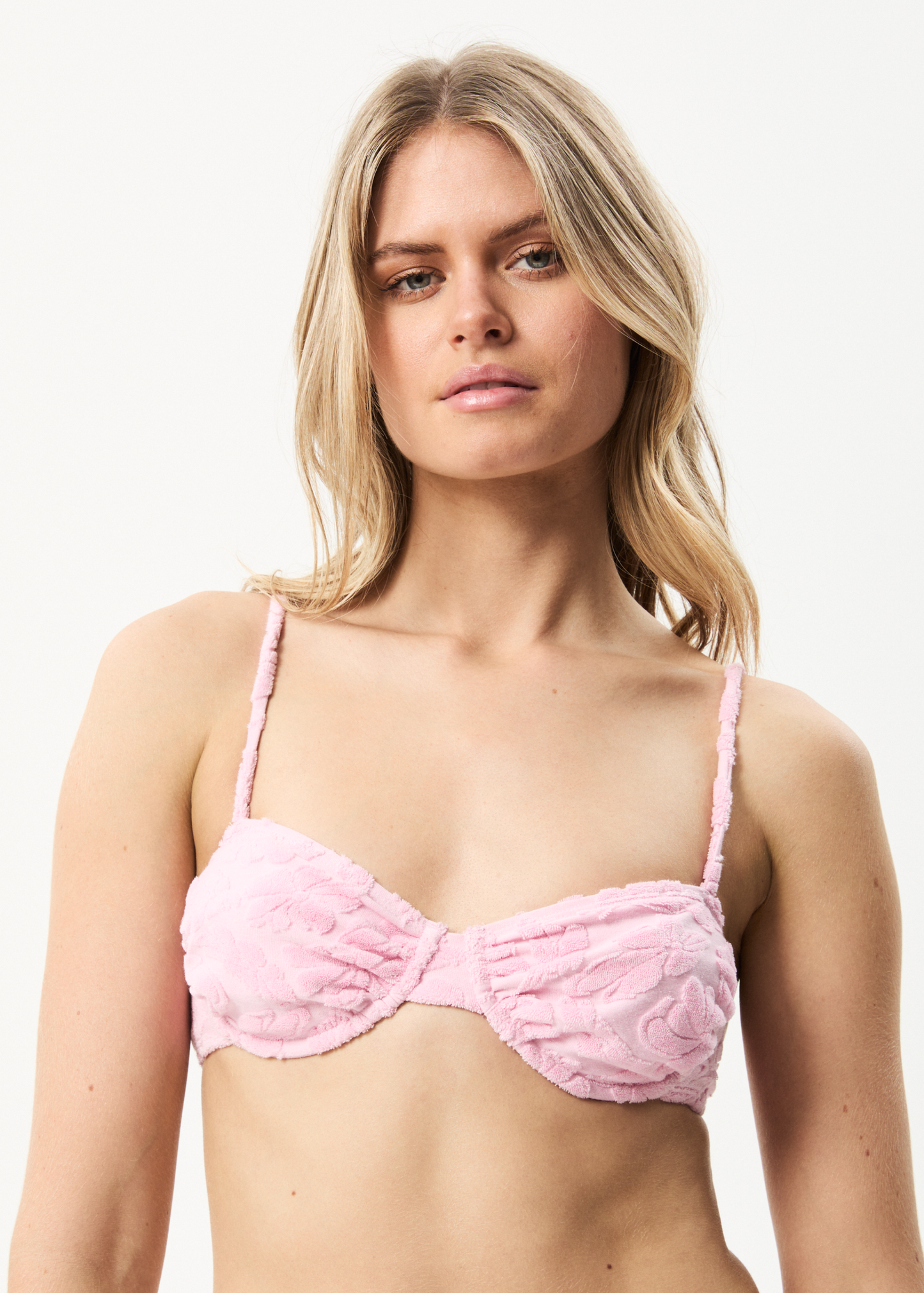 AFENDS Womens Rhye - Terry Bikini Top - Powder Pink