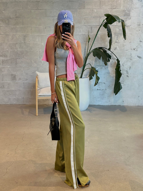 PIECES Striped Wide Leg Track Pant