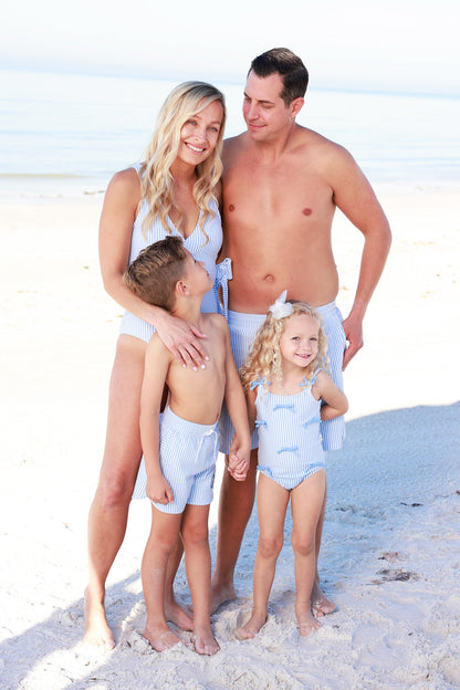 Boy's Swim Trunks | Seersucker Blue