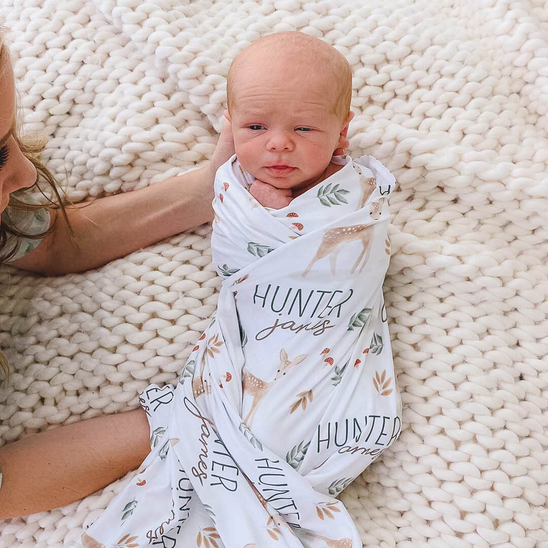 Finley's Fawn Personalized Swaddle Blanket