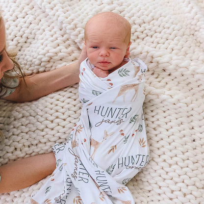 Finley's Fawn Personalized Swaddle Blanket
