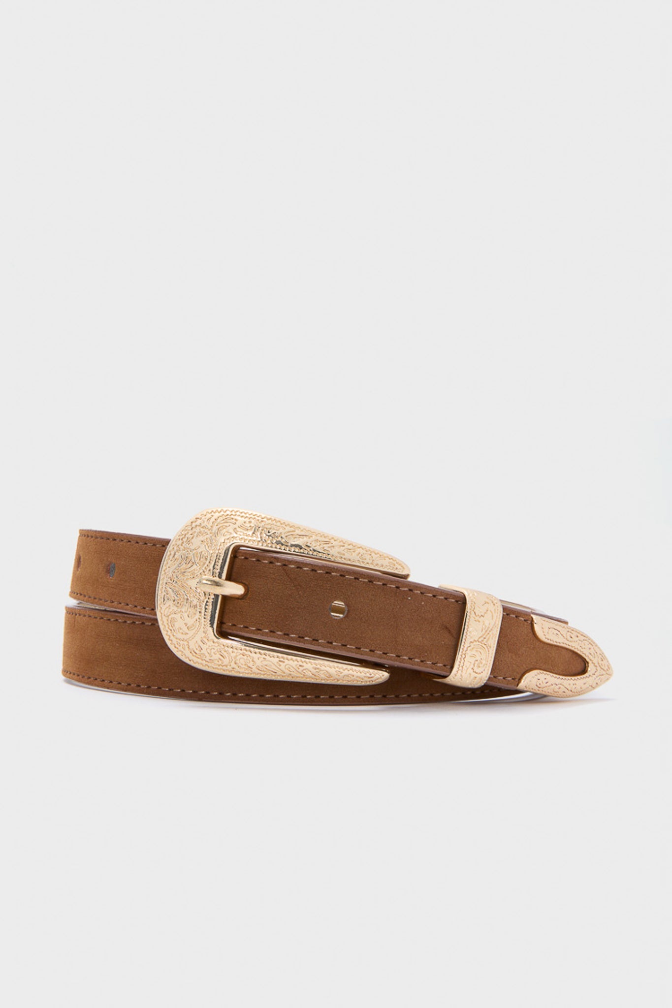 Brown Suede and Gold Phoenix Belt