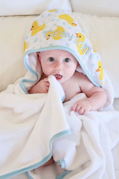 Embroidered Bamboo Hooded Towel | Rubber Ducks
