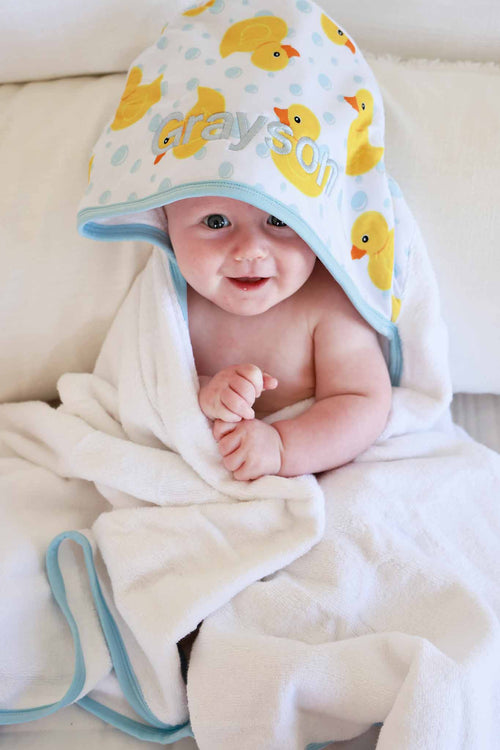 Embroidered Bamboo Hooded Towel | Rubber Ducks