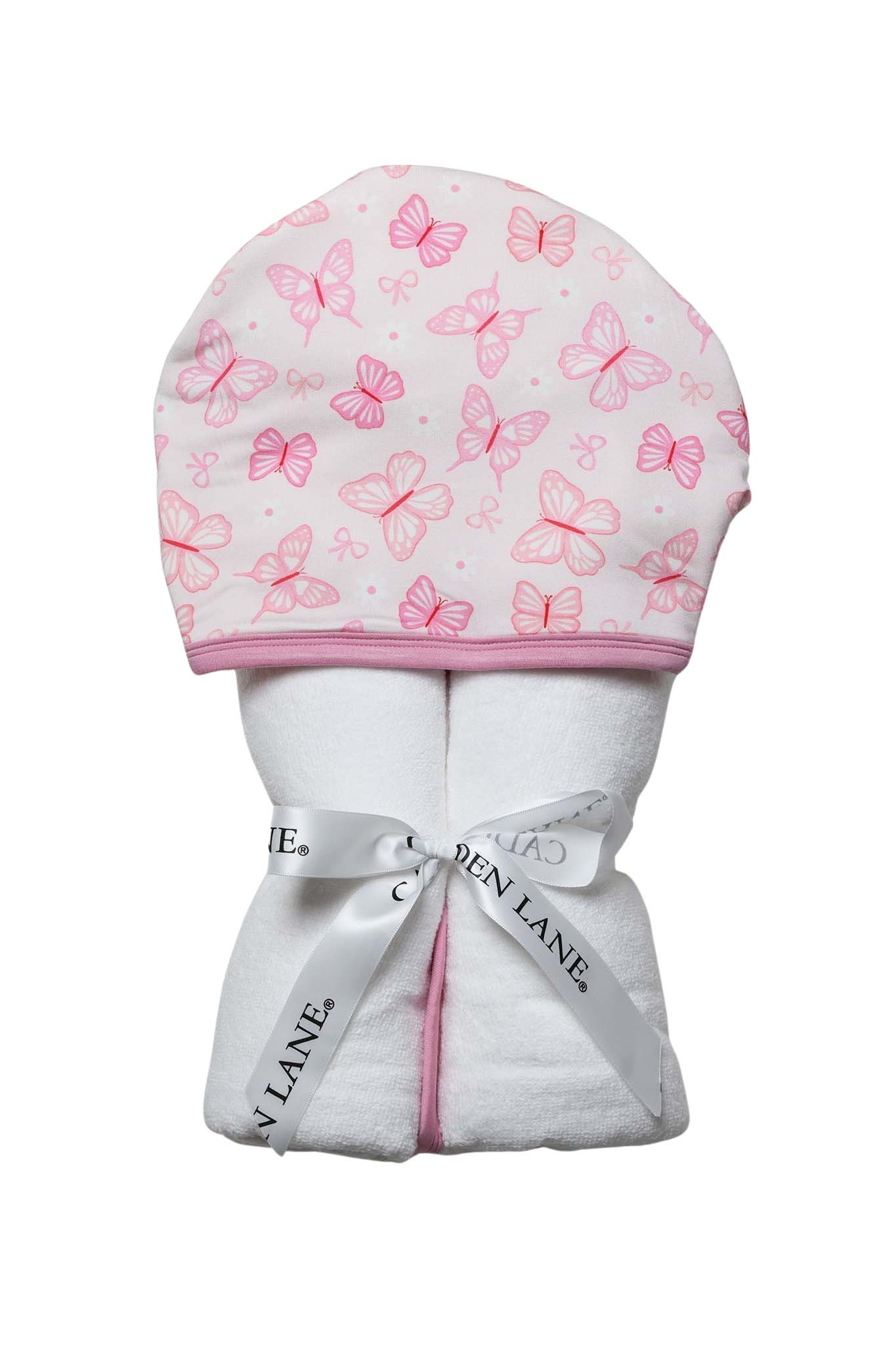 Embroidered Bamboo Hooded Towel | Blooming Butterflies