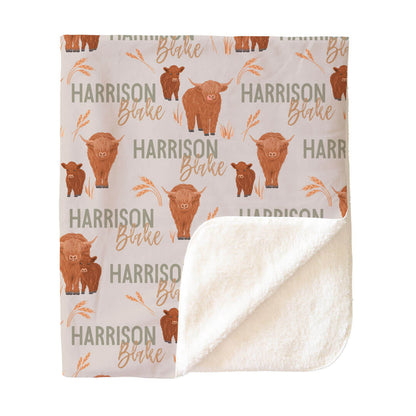 Happy Highland Cows Personalized Kids Blanket