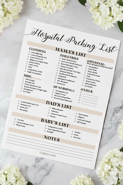 Hospital Bag Checklist - Free Digital Download