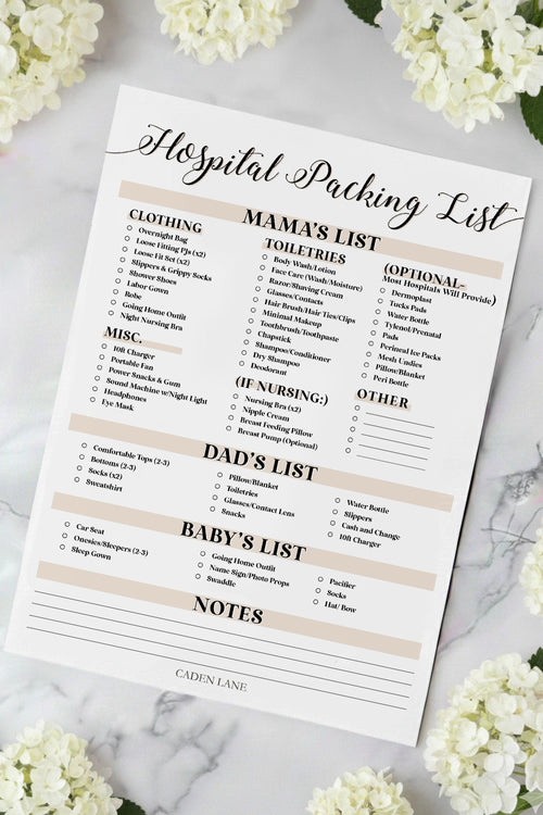 Hospital Bag Checklist - Free Digital Download