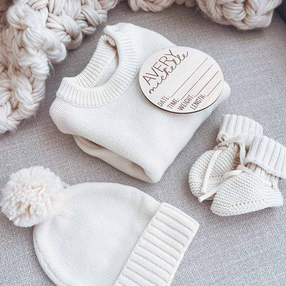 Knit Baby Pom Pom Beanie | Ivory