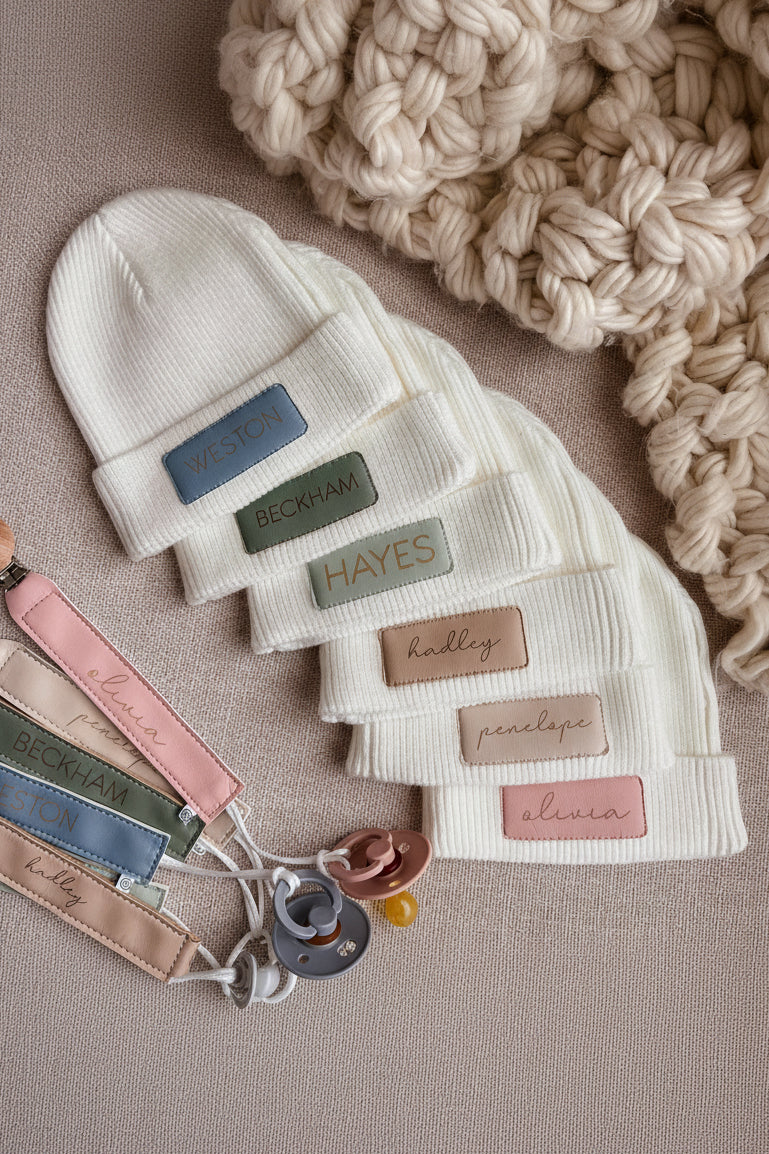 Personalized Leather Patch Beanie | All Colors