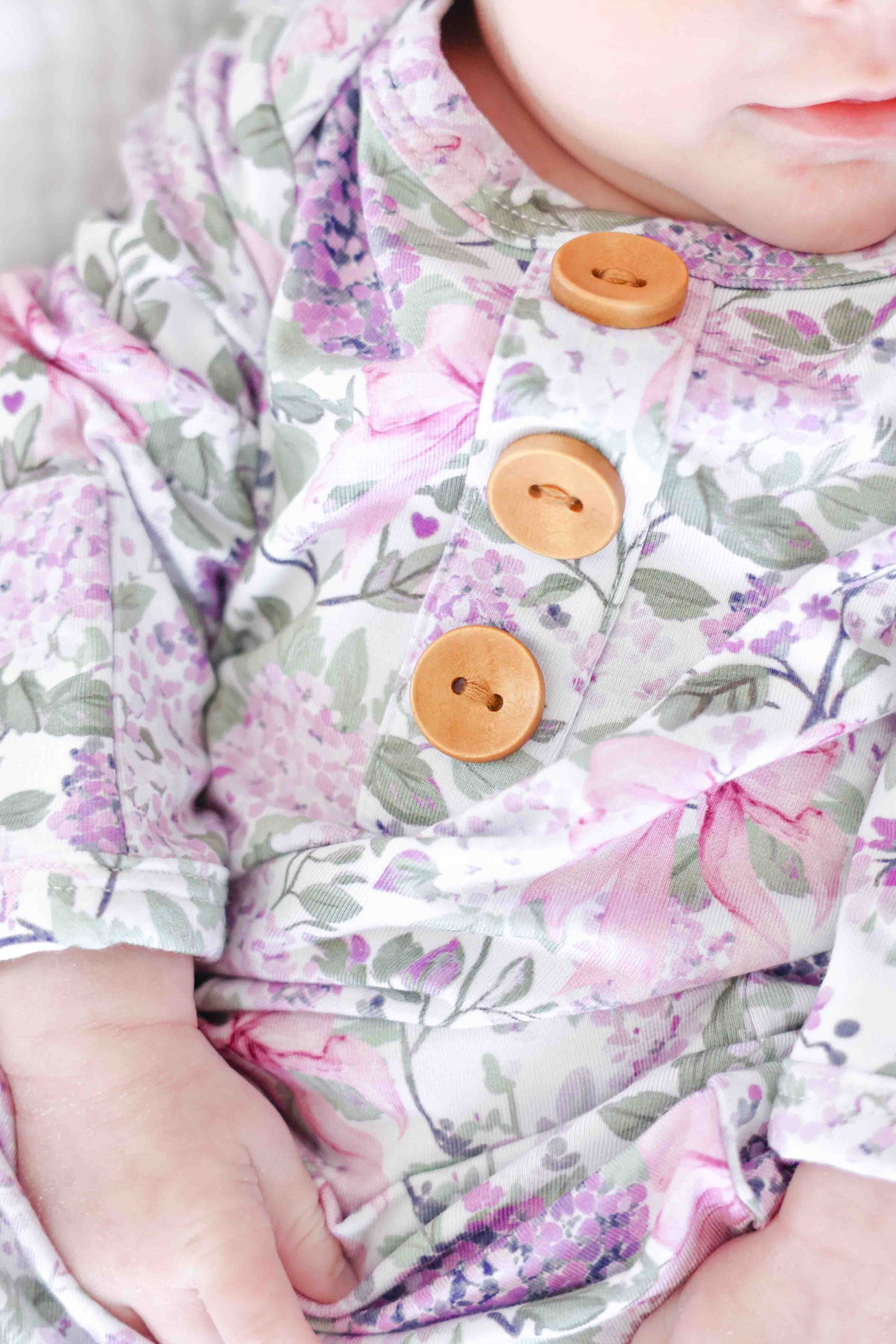 Newborn Baby Knot Gown & Hat Set | Lavender Lullaby