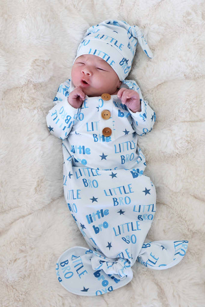 Newborn Baby Knot Gown & Hat Set | Little Bro
