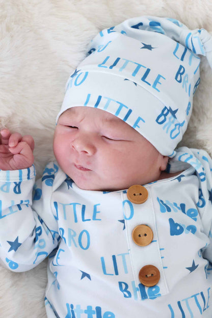 Newborn Baby Knot Gown & Hat Set | Little Bro