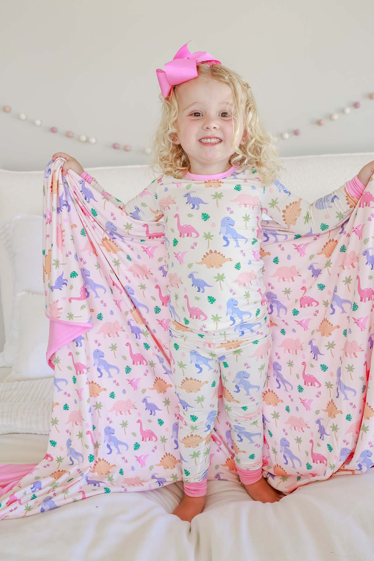 Double Sided Bamboo Blanket | Little Fossil Pink