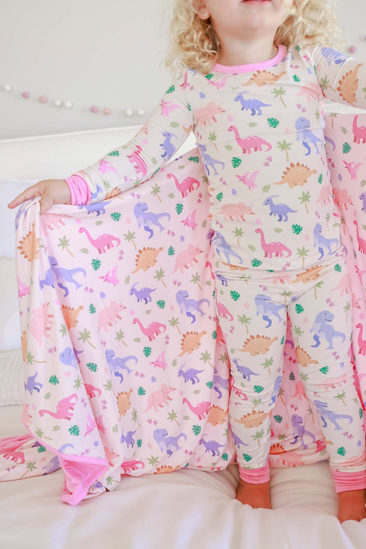 Double Sided Bamboo Blanket | Little Fossil Pink