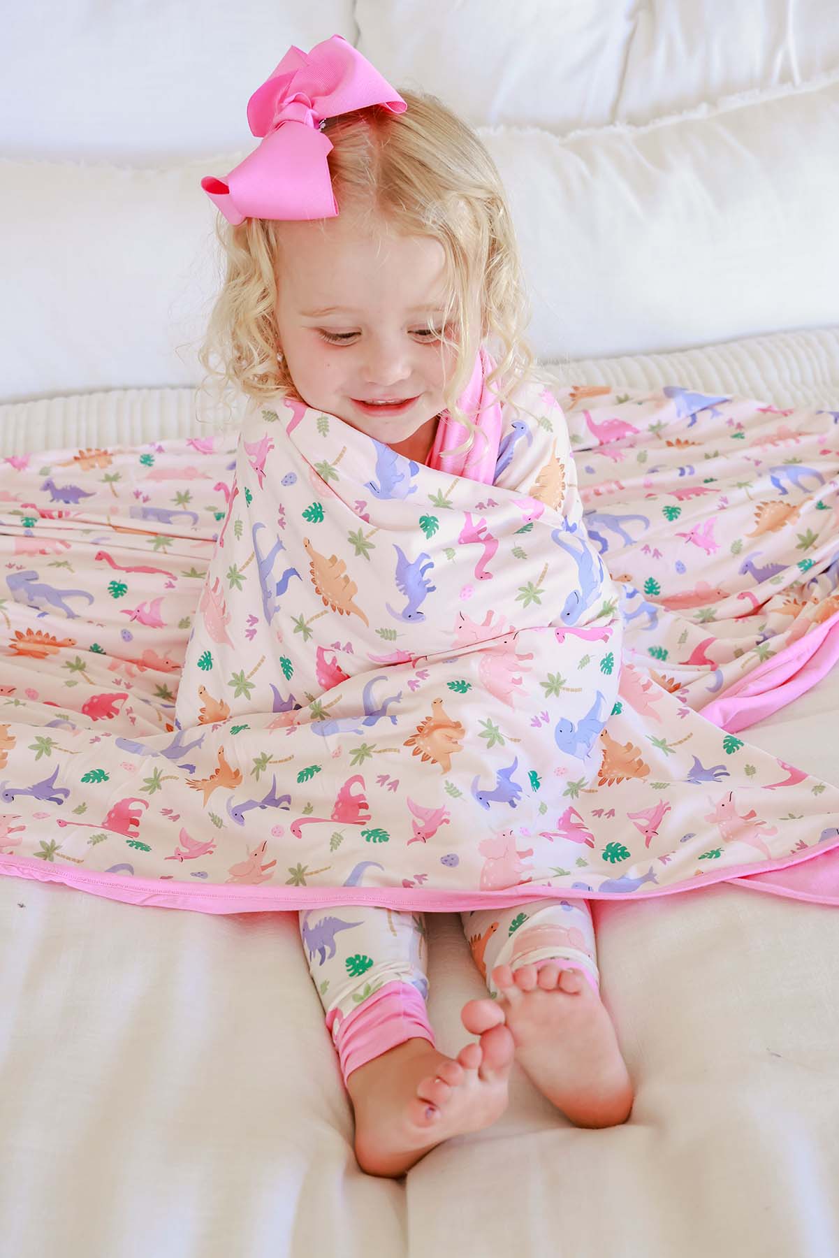 Double Sided Bamboo Blanket | Little Fossil Pink